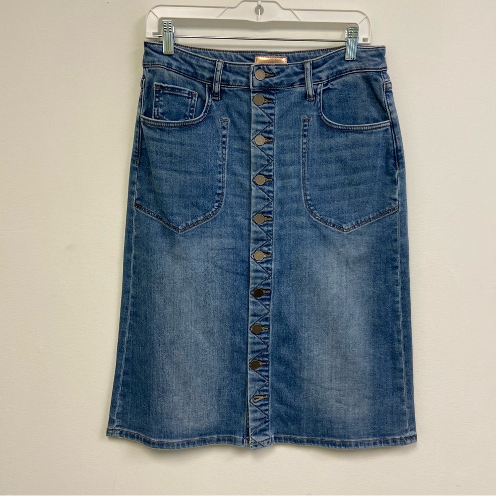 Kut from the Kloth- Button-Front Midi Denim Skirt
